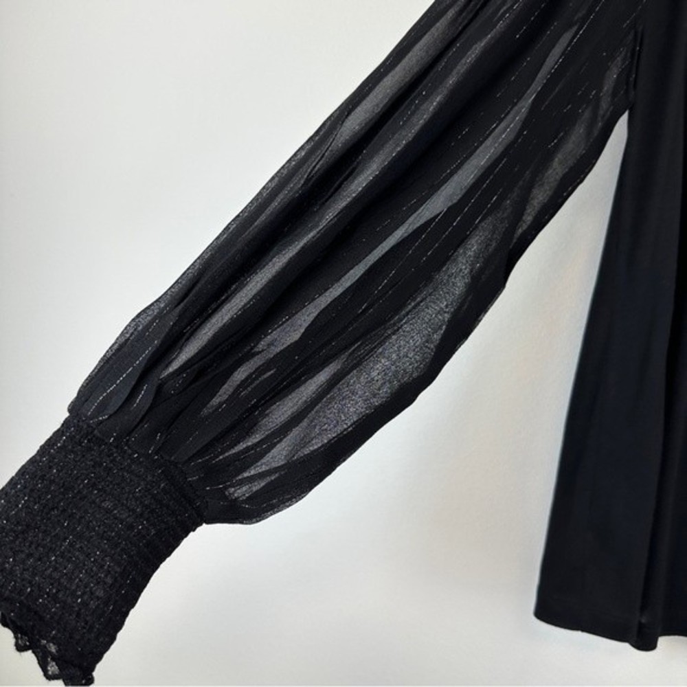 Anthropologie Bl-nk Sequin Embellished Blouse Size XS Black Bohemian NWT - Picture 6 of 14